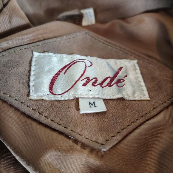 Vintage 90s Brown Leather Bomber Jacket Slouchy Fit Women’s M - Picture 7 of 12